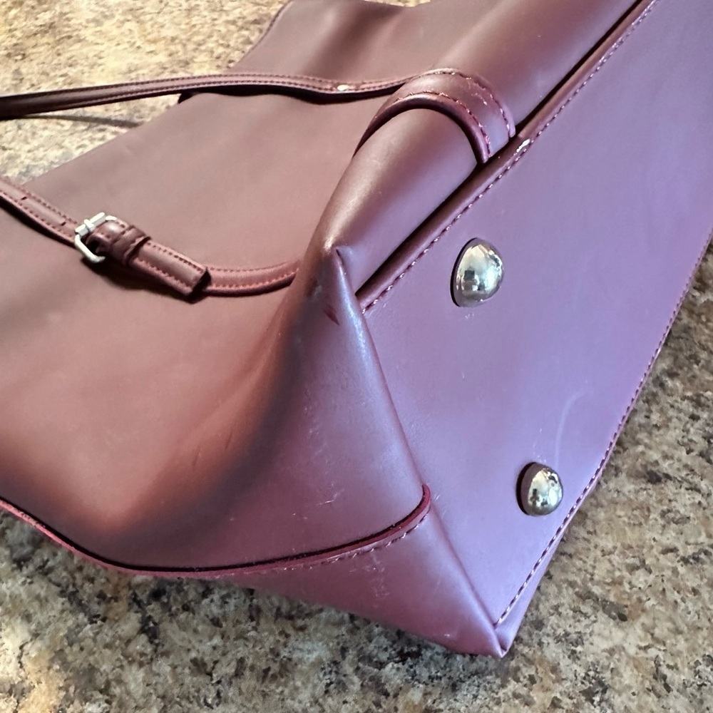 Ivy & Fig Stella Day Bag Tote Burgundy Shoulder Straps No Crossbody Strap - Picture 7 of 13